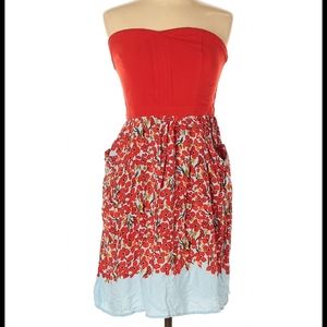 Xhilaration Strapless Floral Dress with Pockets